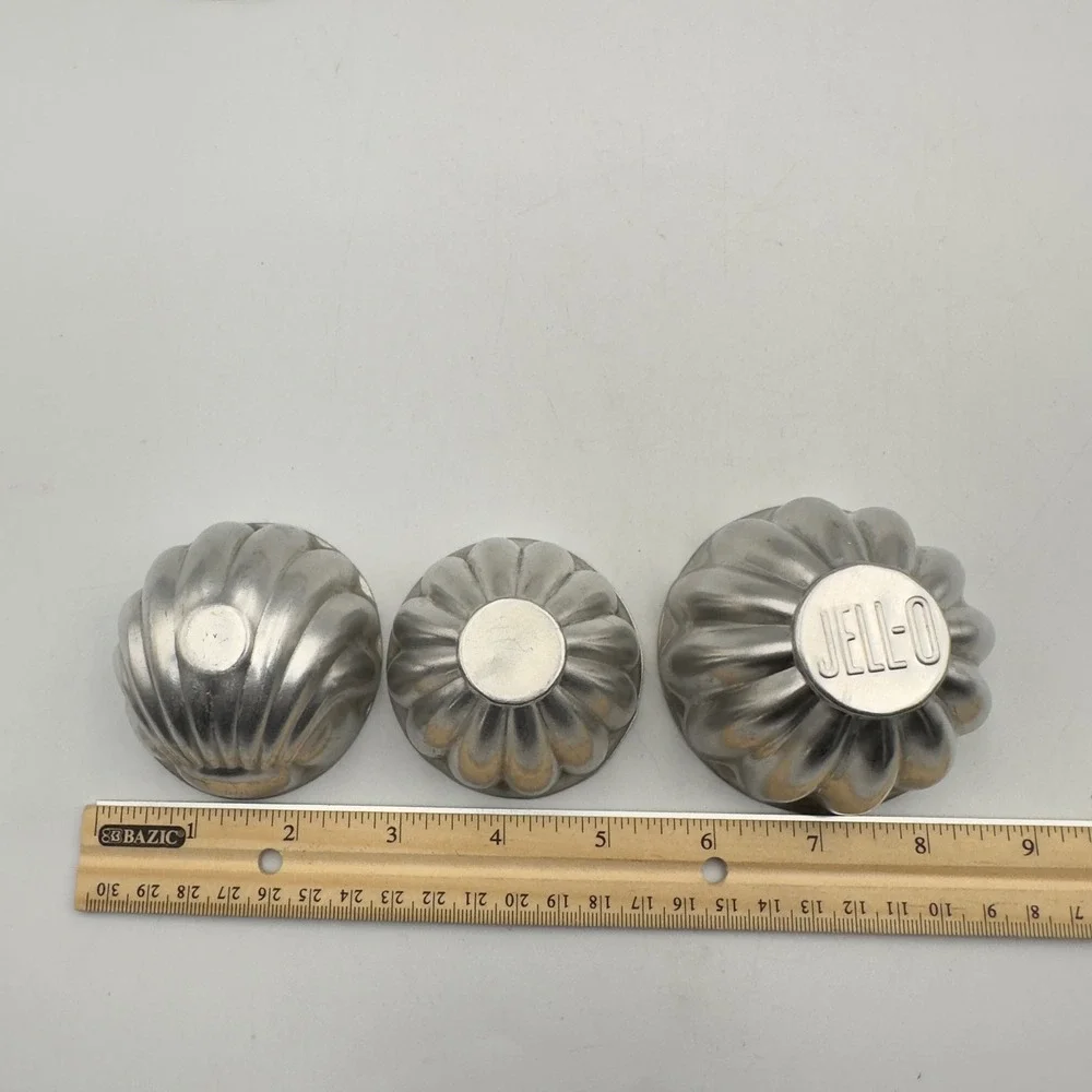 Vintage Jell-O Aluminum Gelatin Molds Mixed Set of 15 Fluted Scalloped Silver